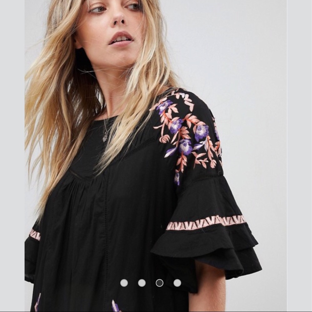 Free People Embroidered Ruffle Mini Dress - Picture 6 of 7
